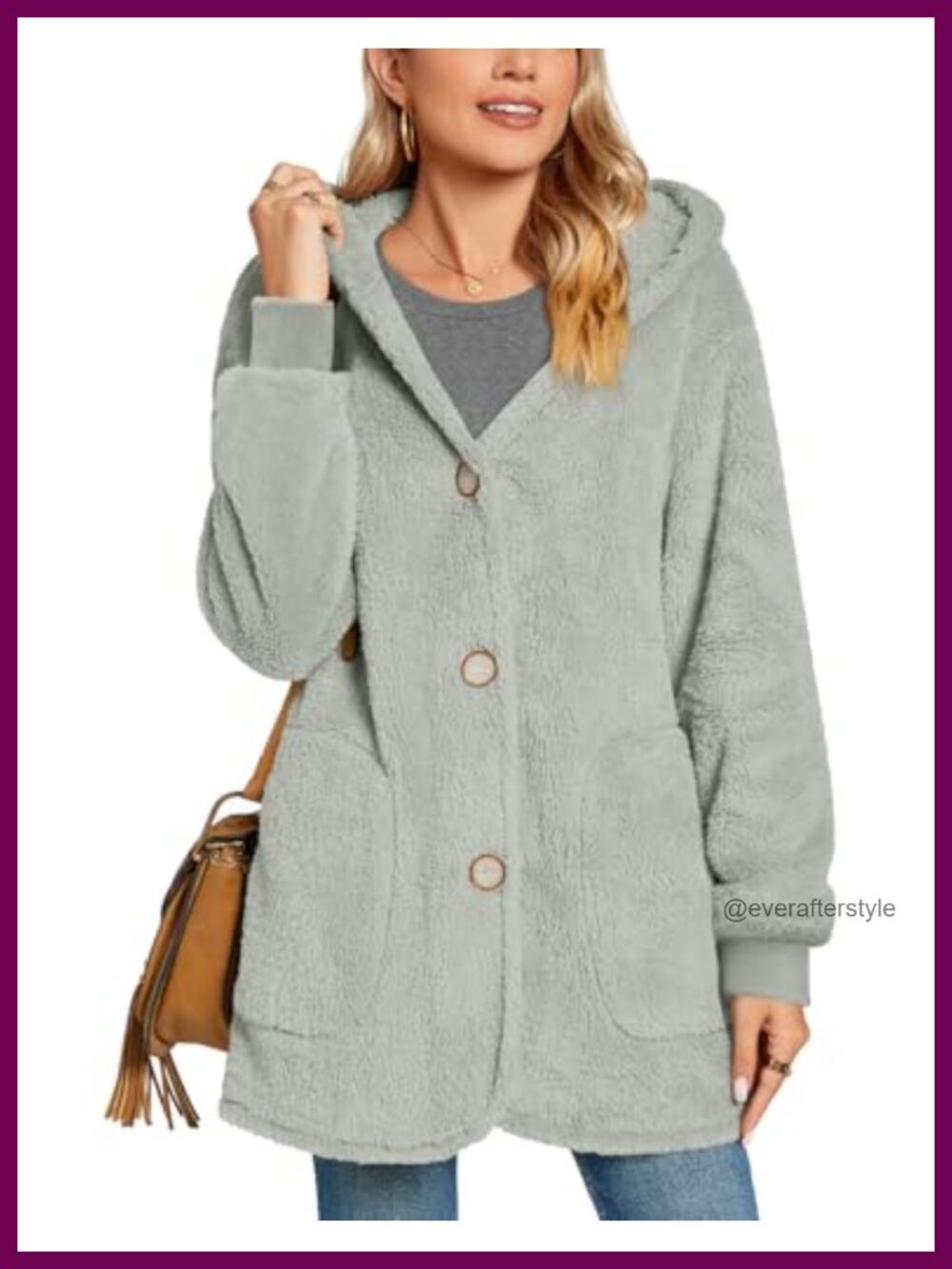 Fleece Jacket Fuzzy Hooded Cardigan Sweater with Pockets